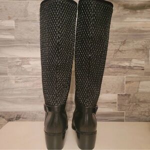 Vaneli women tall riding black leather side zip boots